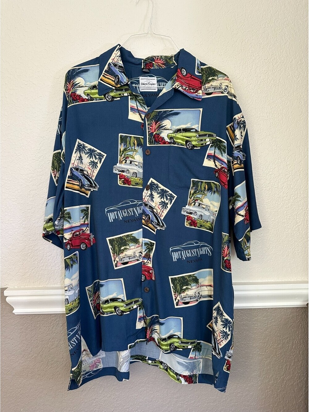 David Carey Men's 2XL Hot Rod Muscle Car Camp Shirt Hot August Nights